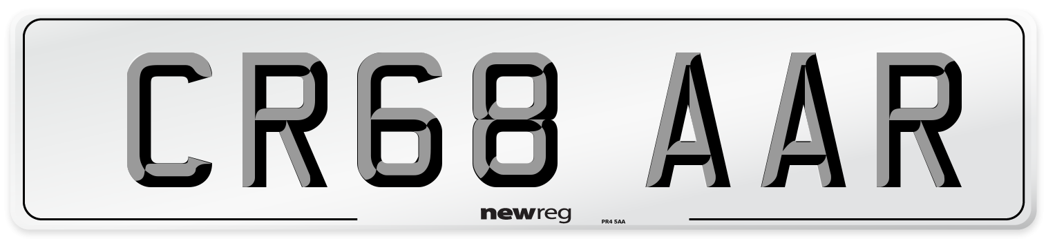 CR68 AAR Number Plate from New Reg